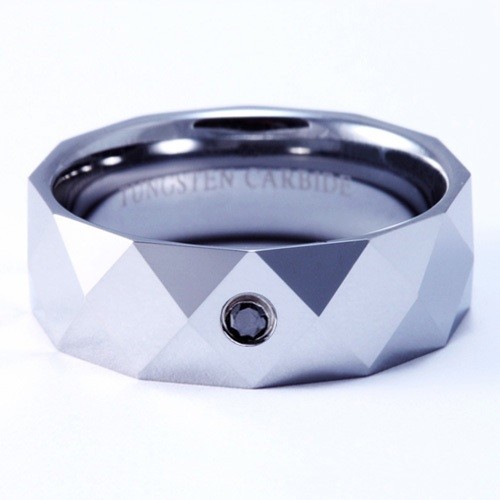 8mm Mens Woman's Tungsten Carbide Wedding Band Ring with Diamond Facets 